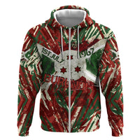 Burundi Independence Day Hoodie 1st July 1962 Distressed Grunge Flag Art - Broken Chains And Freedom Star