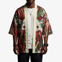 Burundi Independence Day Kimono 1st July 1962 Distressed Grunge Flag Art - Broken Chains And Freedom Star