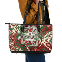 Burundi Independence Day Leather Tote Bag 1st July 1962 Distressed Grunge Flag Art - Broken Chains And Freedom Star