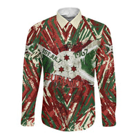 Burundi Independence Day Long Sleeve Button Shirt 1st July 1962 Distressed Grunge Flag Art - Broken Chains And Freedom Star