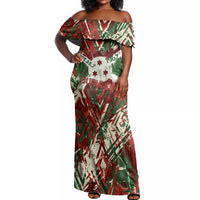 Burundi Independence Day Off Shoulder Maxi Dress 1st July 1962 Distressed Grunge Flag Art - Broken Chains And Freedom Star