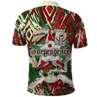 Burundi Independence Day Polo Shirt 1st July 1962 Distressed Grunge Flag Art - Broken Chains And Freedom Star