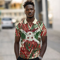 Burundi Independence Day Polo Shirt 1st July 1962 Distressed Grunge Flag Art - Broken Chains And Freedom Star