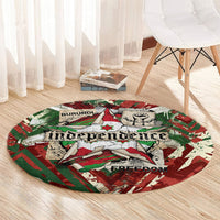 Burundi Independence Day Round Carpet 1st July 1962 Distressed Grunge Flag Art - Broken Chains And Freedom Star