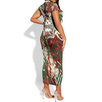 Burundi Independence Day Short Sleeve Bodycon Dress 1st July 1962 Distressed Grunge Flag Art - Broken Chains And Freedom Star