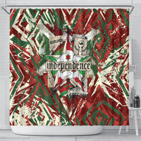 Burundi Independence Day Shower Curtain 1st July 1962 Distressed Grunge Flag Art - Broken Chains And Freedom Star