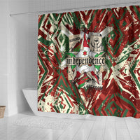 Burundi Independence Day Shower Curtain 1st July 1962 Distressed Grunge Flag Art - Broken Chains And Freedom Star