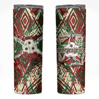 Burundi Independence Day Skinny Tumbler 1st July 1962 Distressed Grunge Flag Art - Broken Chains And Freedom Star