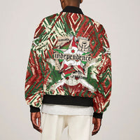 Burundi Independence Day Sleeve Zip Bomber Jacket 1st July 1962 Distressed Grunge Flag Art - Broken Chains And Freedom Star