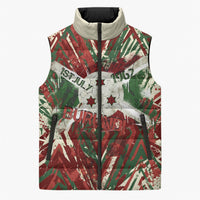 Burundi Independence Day Sleeveless Puffer Jacket 1st July 1962 Distressed Grunge Flag Art - Broken Chains And Freedom Star