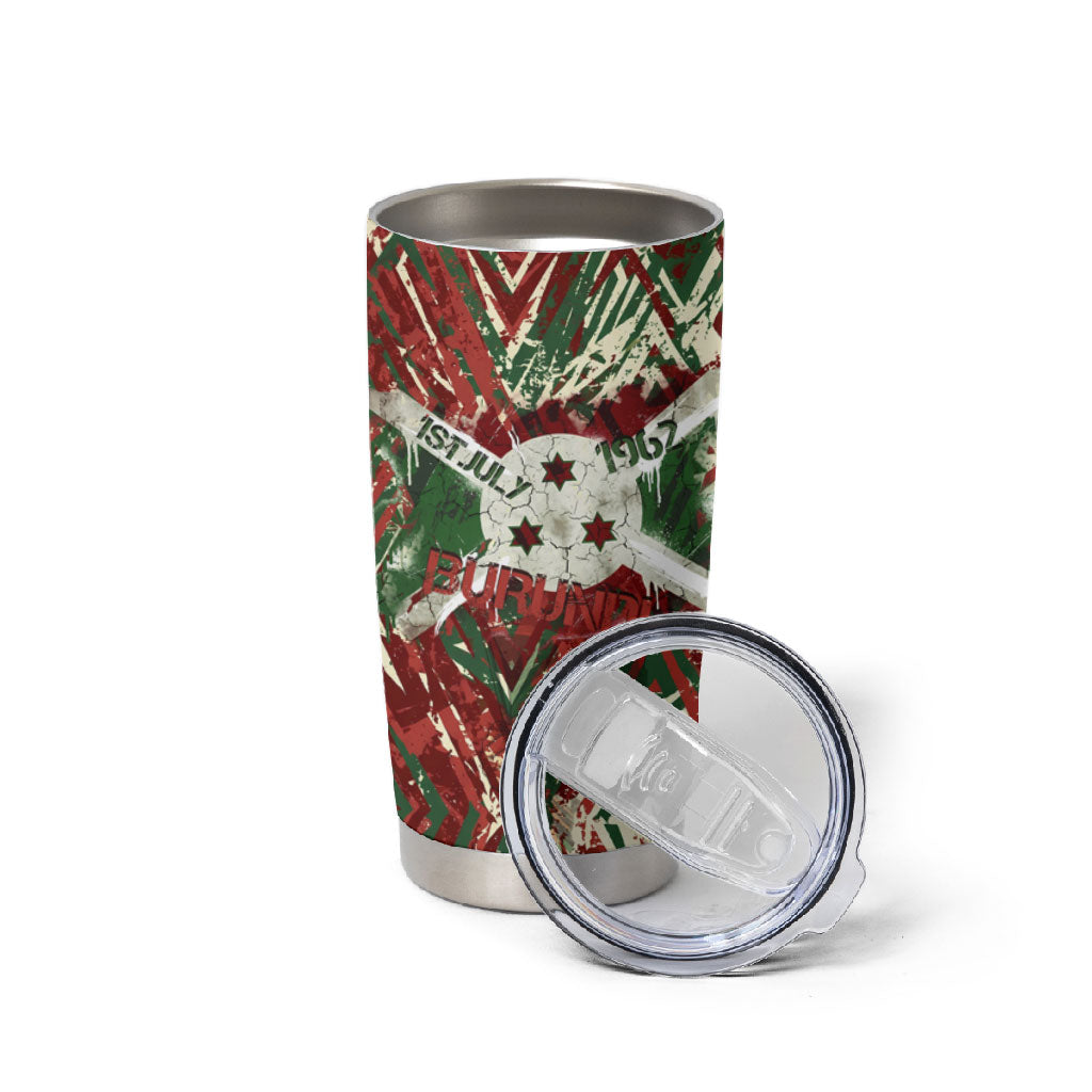 Burundi Independence Day Tumbler Cup 1st July 1962 Distressed Grunge Flag Art - Broken Chains And Freedom Star
