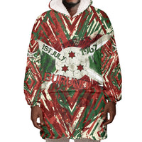 Burundi Independence Day Wearable Blanket Hoodie 1st July 1962 Distressed Grunge Flag Art - Broken Chains And Freedom Star