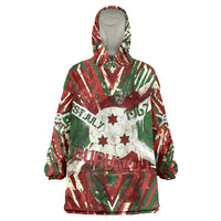 Burundi Independence Day Wearable Blanket Hoodie 1st July 1962 Distressed Grunge Flag Art - Broken Chains And Freedom Star