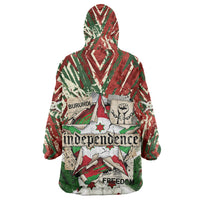 Burundi Independence Day Wearable Blanket Hoodie 1st July 1962 Distressed Grunge Flag Art - Broken Chains And Freedom Star