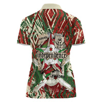 Burundi Independence Day Women Polo Shirt 1st July 1962 Distressed Grunge Flag Art - Broken Chains And Freedom Star