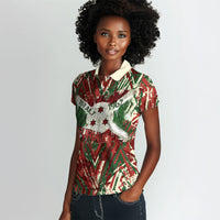 Burundi Independence Day Women Polo Shirt 1st July 1962 Distressed Grunge Flag Art - Broken Chains And Freedom Star