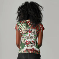 Burundi Independence Day Women V-Neck T-Shirt 1st July 1962 Distressed Grunge Flag Art - Broken Chains And Freedom Star