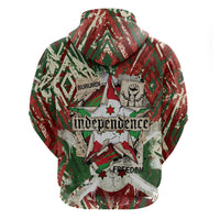 Burundi Independence Day Zip Hoodie 1st July 1962 Distressed Grunge Flag Art - Broken Chains And Freedom Star