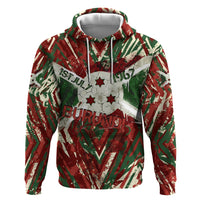 Burundi Independence Day Zip Hoodie 1st July 1962 Distressed Grunge Flag Art - Broken Chains And Freedom Star
