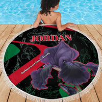 Jordan Black Iris Beach Blanket with Flag Colors and Cultural Quote