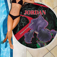 Jordan Black Iris Beach Blanket with Flag Colors and Cultural Quote