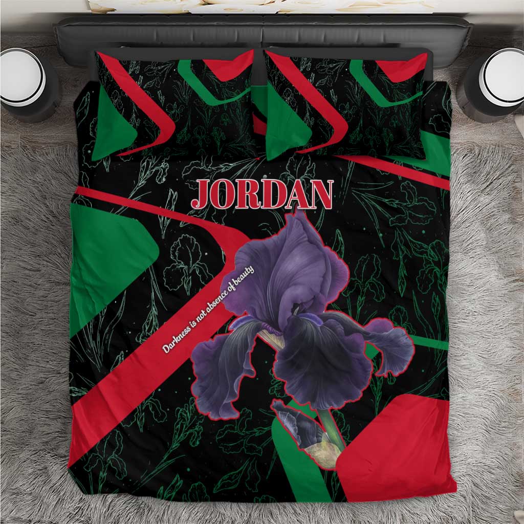 Jordan Black Iris Bedding Set with Flag Colors and Cultural Quote