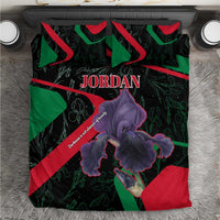 Jordan Black Iris Bedding Set with Flag Colors and Cultural Quote