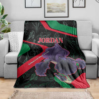 Jordan Black Iris Blanket with Flag Colors and Cultural Quote