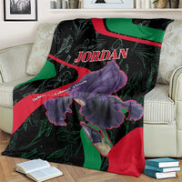 Jordan Black Iris Blanket with Flag Colors and Cultural Quote