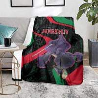 Jordan Black Iris Blanket with Flag Colors and Cultural Quote