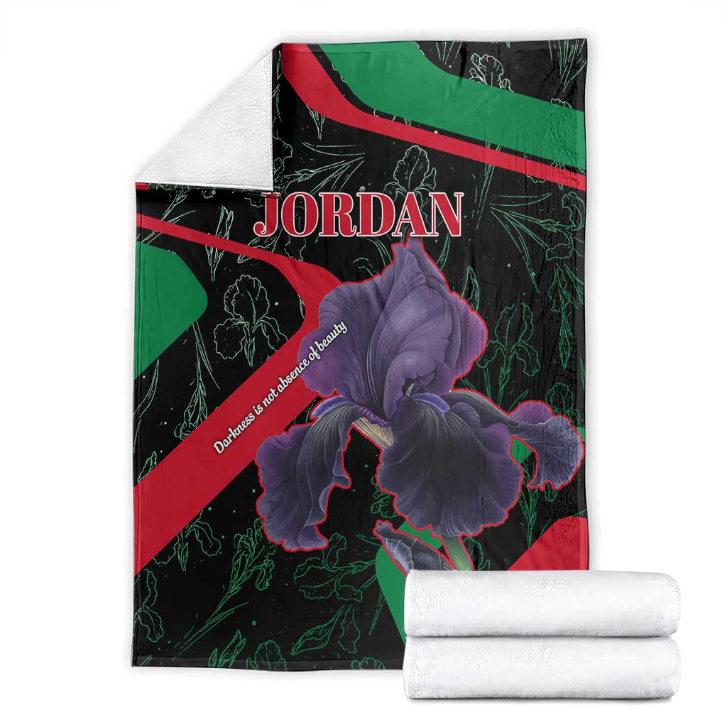 Jordan Black Iris Blanket with Flag Colors and Cultural Quote
