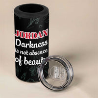 Jordan Black Iris 4 in 1 Can Cooler Tumbler with Flag Colors and Cultural Quote