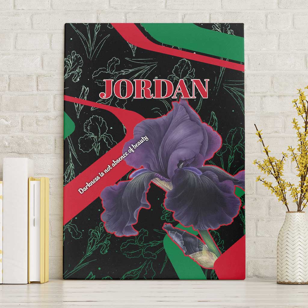Jordan Black Iris Canvas Wall Art with Flag Colors and Cultural Quote