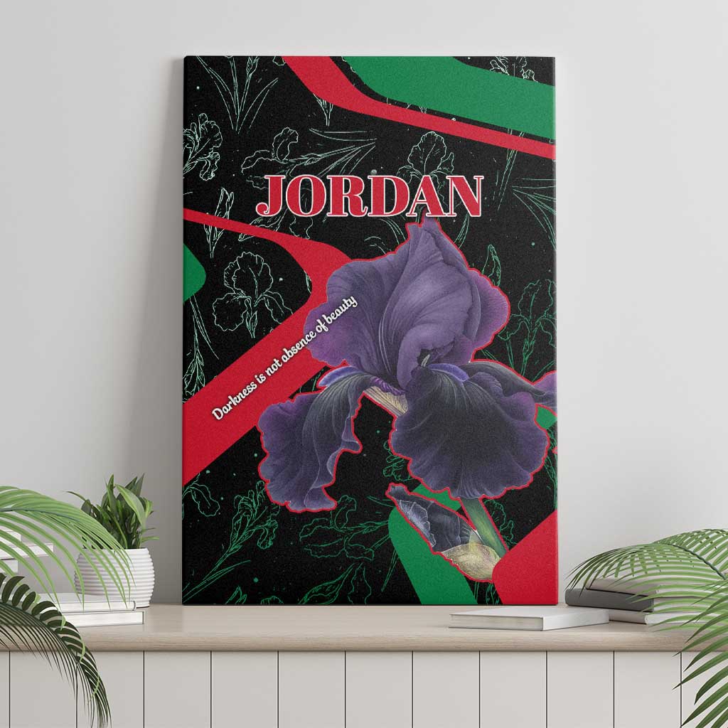 Jordan Black Iris Canvas Wall Art with Flag Colors and Cultural Quote