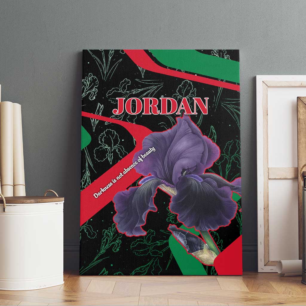 Jordan Black Iris Canvas Wall Art with Flag Colors and Cultural Quote