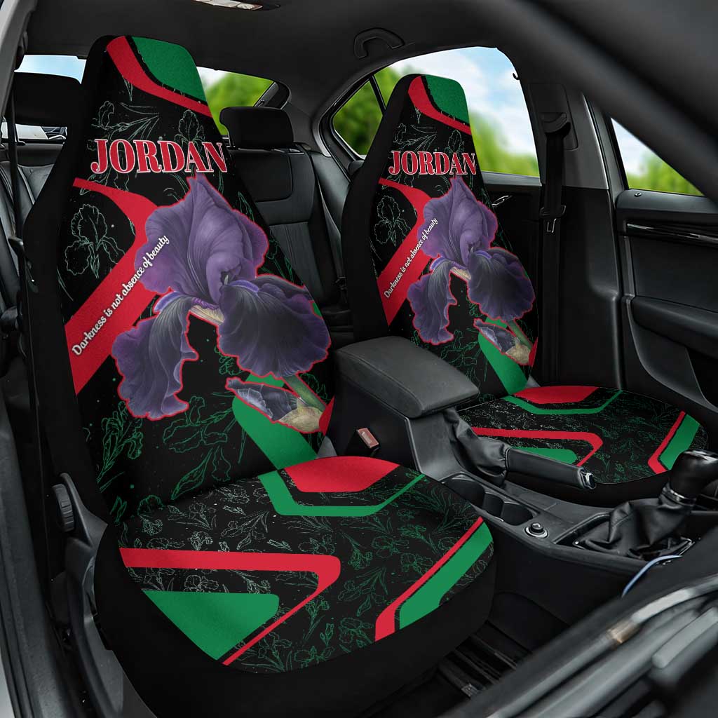 Jordan Black Iris Car Seat Cover with Flag Colors and Cultural Quote