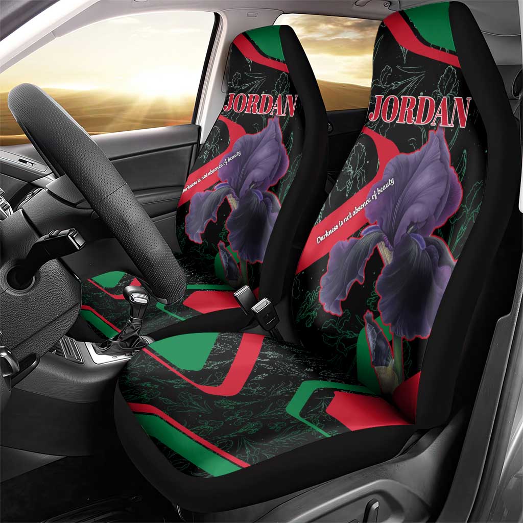 Jordan Black Iris Car Seat Cover with Flag Colors and Cultural Quote