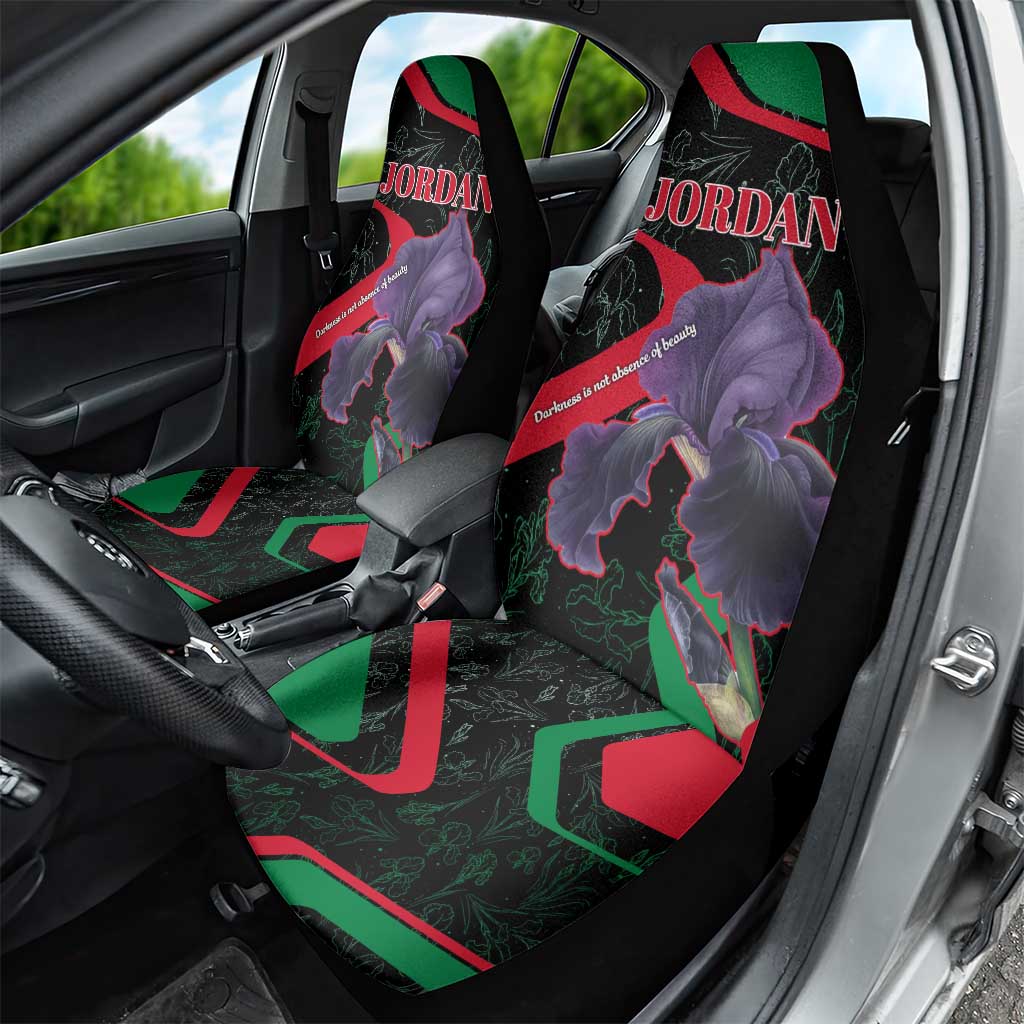 Jordan Black Iris Car Seat Cover with Flag Colors and Cultural Quote