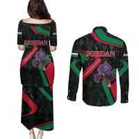 Jordan Black Iris Couples Matching Puletasi and Long Sleeve Button Shirt with Flag Colors and Cultural Quote