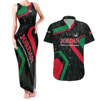 Jordan Black Iris Couples Matching Tank Maxi Dress and Hawaiian Shirt with Flag Colors and Cultural Quote