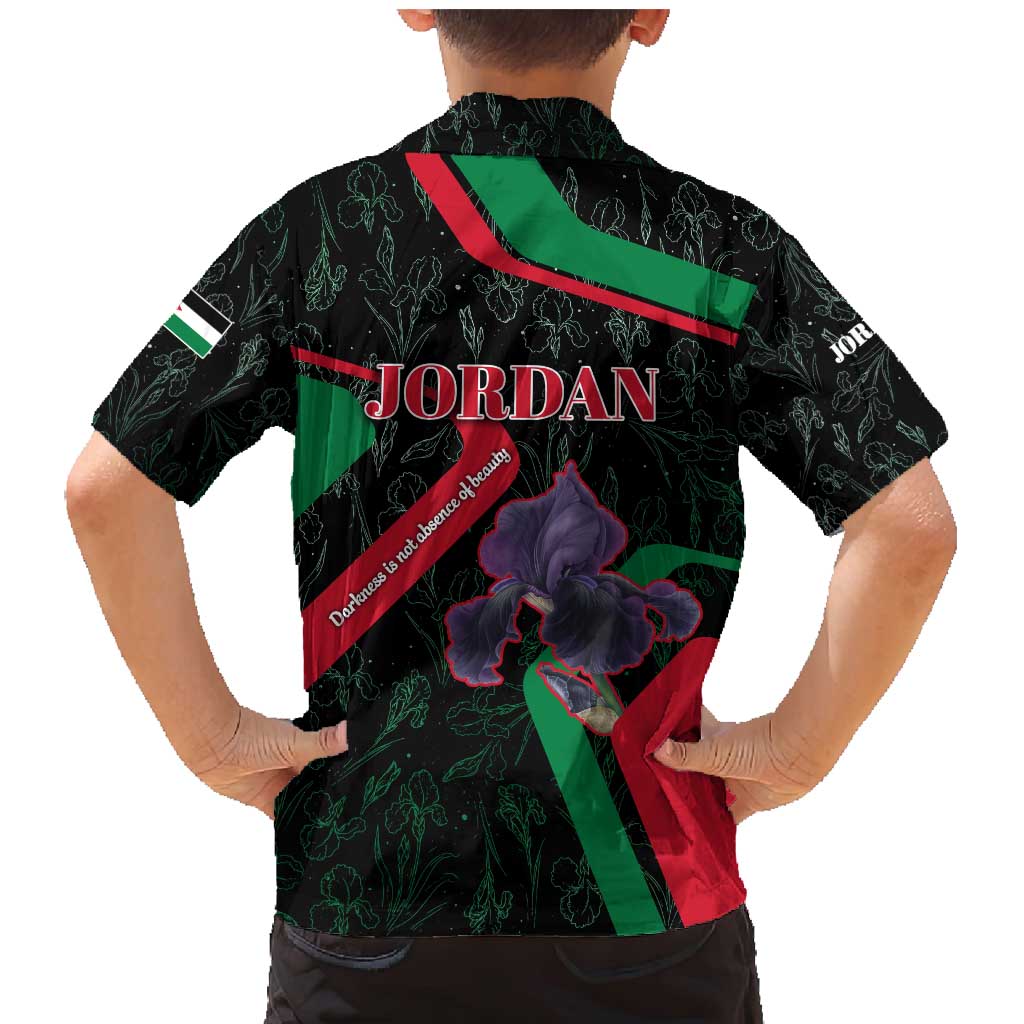 Jordan Black Iris Family Matching Mermaid Dress and Hawaiian Shirt with Flag Colors and Cultural Quote