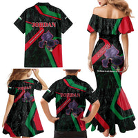 Jordan Black Iris Family Matching Mermaid Dress and Hawaiian Shirt with Flag Colors and Cultural Quote