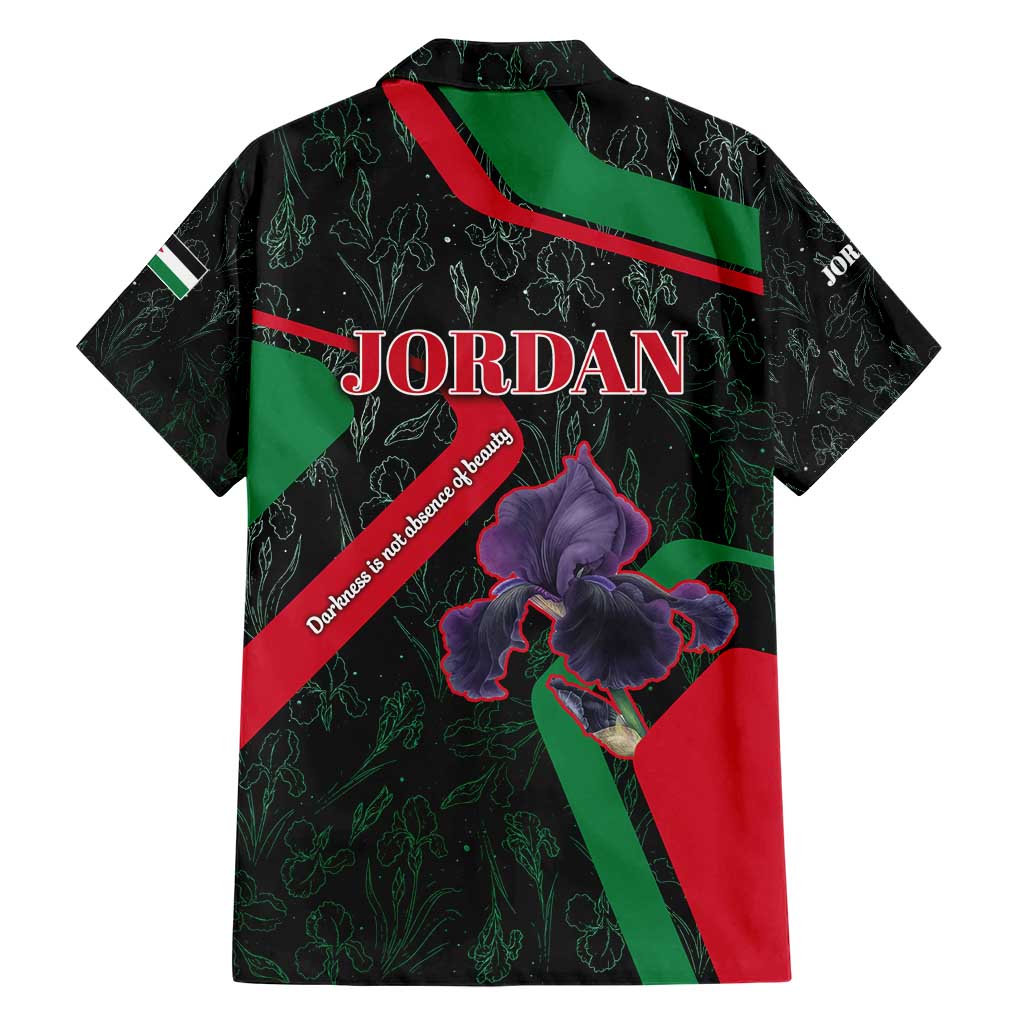 Jordan Black Iris Family Matching Short Sleeve Bodycon Dress and Hawaiian Shirt with Flag Colors and Cultural Quote