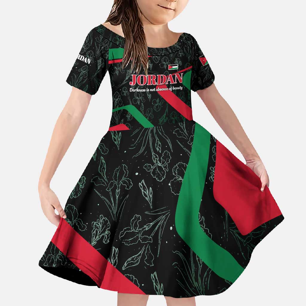 Jordan Black Iris Family Matching Tank Maxi Dress and Hawaiian Shirt with Flag Colors and Cultural Quote