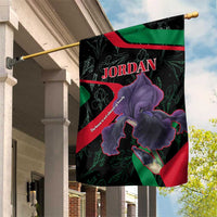 Jordan Black Iris Garden Flag with Flag Colors and Cultural Quote