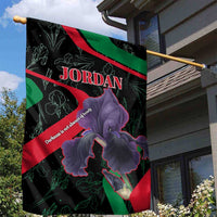Jordan Black Iris Garden Flag with Flag Colors and Cultural Quote