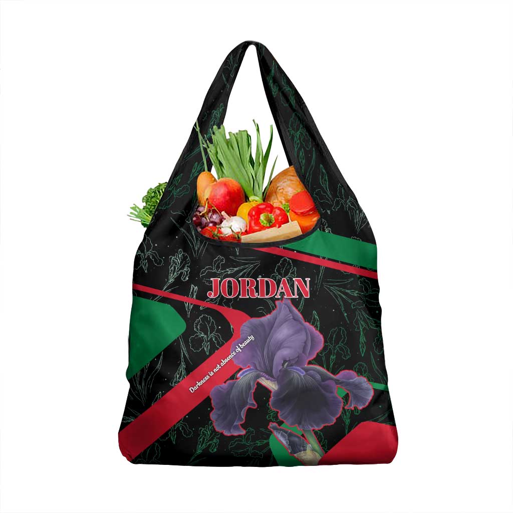 Jordan Black Iris Grocery Bag with Flag Colors and Cultural Quote
