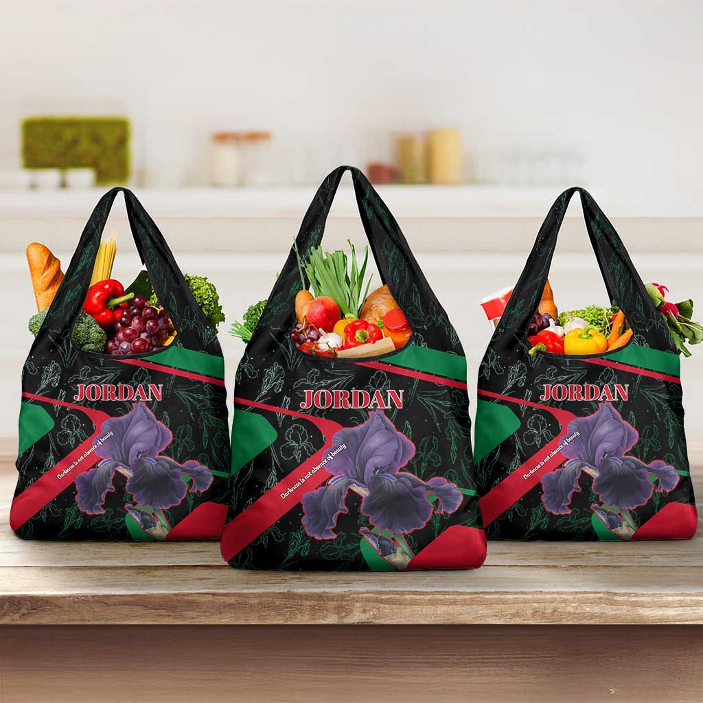 Jordan Black Iris Grocery Bag with Flag Colors and Cultural Quote