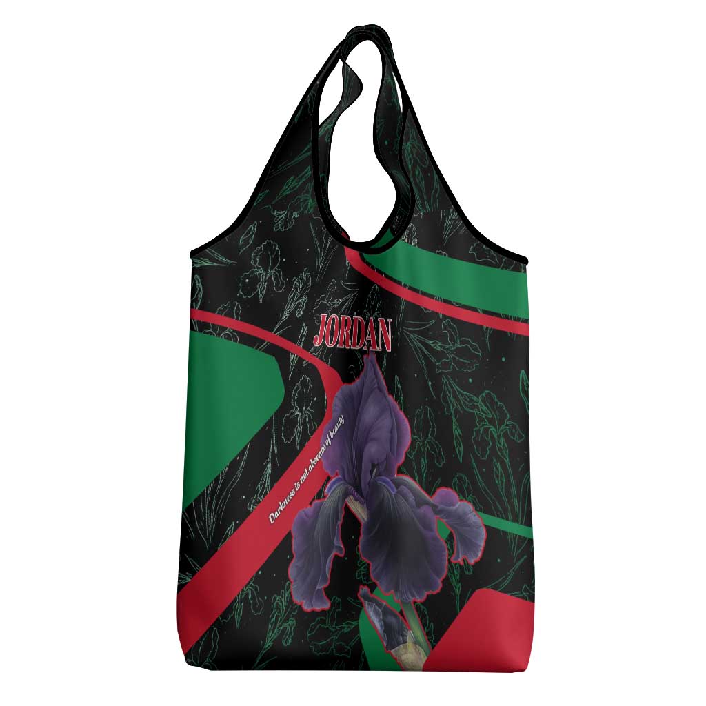 Jordan Black Iris Grocery Bag with Flag Colors and Cultural Quote