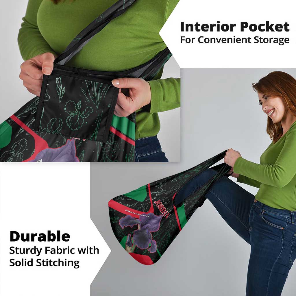 Jordan Black Iris Grocery Bag with Flag Colors and Cultural Quote